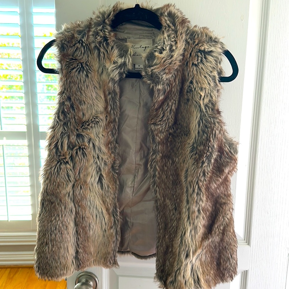 Vintage Havana Faux Fur Vest, Size Medium